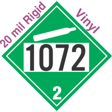 Non-Flammable Gas Class 2.2 UN1072 20mil Rigid Vinyl DOT Placard