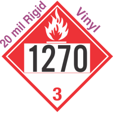 Combustible Class 3 UN1270 20mil Rigid Vinyl DOT Placard