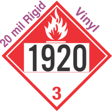Combustible Class 3 UN1920 20mil Rigid Vinyl DOT Placard