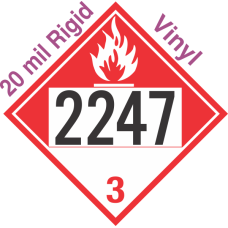 Combustible Class 3 UN2247 20mil Rigid Vinyl DOT Placard