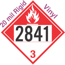 Combustible Class 3 UN2841 20mil Rigid Vinyl DOT Placard