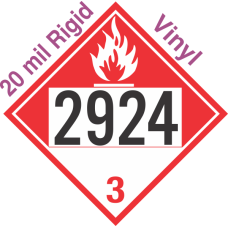 Combustible Class 3 UN2924 20mil Rigid Vinyl DOT Placard