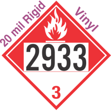 Combustible Class 3 UN2933 20mil Rigid Vinyl DOT Placard