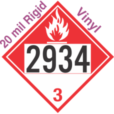 Combustible Class 3 UN2934 20mil Rigid Vinyl DOT Placard
