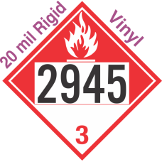 Combustible Class 3 UN2945 20mil Rigid Vinyl DOT Placard