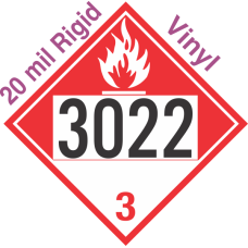 Combustible Class 3 UN3022 20mil Rigid Vinyl DOT Placard