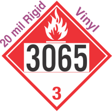 Combustible Class 3 UN3065 20mil Rigid Vinyl DOT Placard