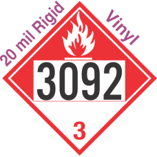 Combustible Class 3 UN3092 20mil Rigid Vinyl DOT Placard