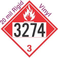 Combustible Class 3 UN3274 20mil Rigid Vinyl DOT Placard