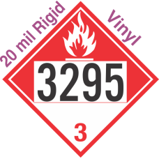 Combustible Class 3 UN3295 20mil Rigid Vinyl DOT Placard