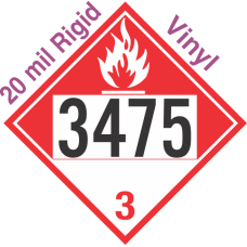 Combustible Class 3 UN3475 20mil Rigid Vinyl DOT Placard