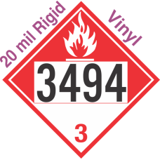 Combustible Class 3 UN3494 20mil Rigid Vinyl DOT Placard
