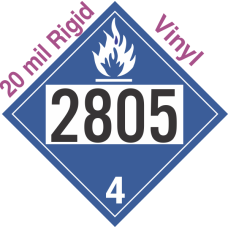 Dangerous When Wet Class 4.3 UN2805 20mil Rigid Vinyl DOT Placard