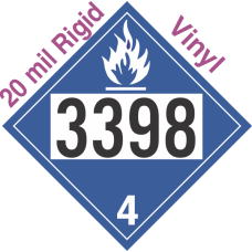 Dangerous When Wet Class 4.3 UN3398 20mil Rigid Vinyl DOT Placard