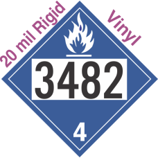 Dangerous When Wet Class 4.3 UN3482 20mil Rigid Vinyl DOT Placard