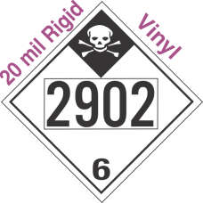 Inhalation Hazard Class 6.1 UN2902 20mil Rigid Vinyl DOT Placard
