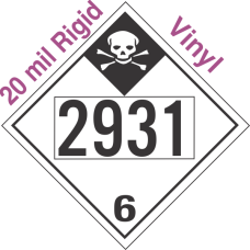 Inhalation Hazard Class 6.1 UN2931 20mil Rigid Vinyl DOT Placard