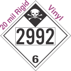 Inhalation Hazard Class 6.1 UN2992 20mil Rigid Vinyl DOT Placard