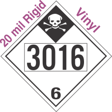 Inhalation Hazard Class 6.1 UN3016 20mil Rigid Vinyl DOT Placard