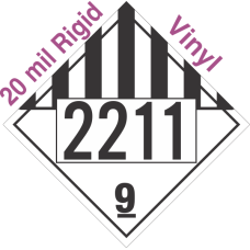 Miscellaneous Dangerous Goods Class 9 UN2211 20mil Rigid Vinyl DOT Placard