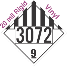Miscellaneous Dangerous Goods Class 9 UN3072 20mil Rigid Vinyl DOT Placard