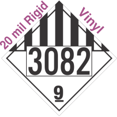 Miscellaneous Dangerous Goods Class 9 UN3082 20mil Rigid Vinyl DOT Placard