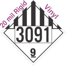 Miscellaneous Dangerous Goods Class 9 UN3091 20mil Rigid Vinyl DOT Placard