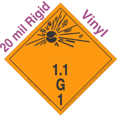 Explosive Class 1.1G Wordless 20mil Rigid Vinyl DOT Placard