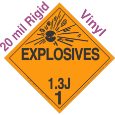 Explosive Class 1.3J 20mil Rigid Vinyl DOT Placard