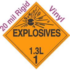 Explosive Class 1.3L 20mil Rigid Vinyl DOT Placard