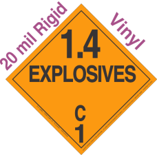 Explosive Class 1.4C 20mil Rigid Vinyl DOT Placard
