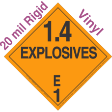 Explosive Class 1.4E 20mil Rigid Vinyl DOT Placard