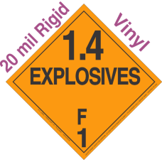 Explosive Class 1.4F 20mil Rigid Vinyl DOT Placard