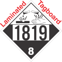 Corrosive Class 8 UN1819 Tagboard DOT Placard