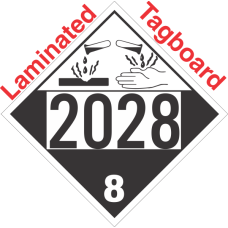 Corrosive Class 8 UN2028 Tagboard DOT Placard