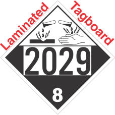 Corrosive Class 8 UN2029 Tagboard DOT Placard