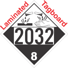 Corrosive Class 8 UN2032 Tagboard DOT Placard