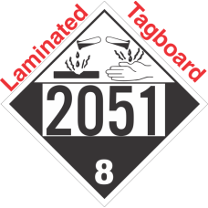 Corrosive Class 8 UN2051 Tagboard DOT Placard