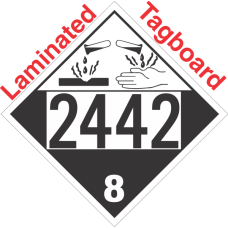 Corrosive Class 8 UN2442 Tagboard DOT Placard