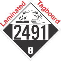 Corrosive Class 8 UN2491 Tagboard DOT Placard