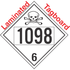 Poison Toxic Class 6.1 UN1098 Tagboard DOT Placard