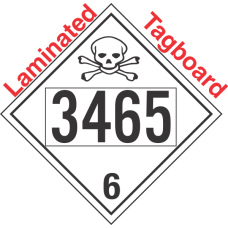 Poison Toxic Class 6.1 UN3465 Tagboard DOT Placard