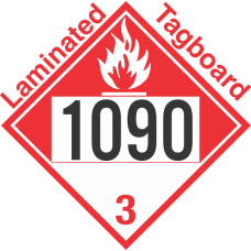 Combustible Class 3 UN1090 Tagboard DOT Placard