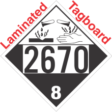 Corrosive Class 8 UN2670 Tagboard DOT Placard