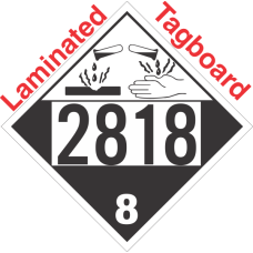 Corrosive Class 8 UN2818 Tagboard DOT Placard