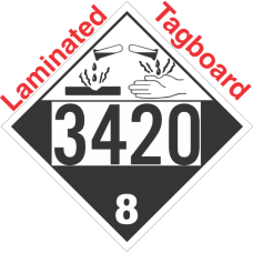 Corrosive Class 8 UN3420 Tagboard DOT Placard