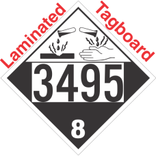 Corrosive Class 8 UN3495 Tagboard DOT Placard