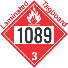 Flammable Class 3 UN1089 Tagboard DOT Placard