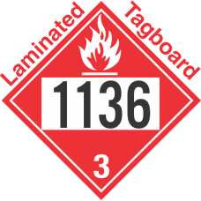 Flammable Class 3 UN1136 Tagboard DOT Placard