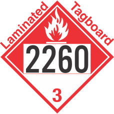 Combustible Class 3 UN2260 Tagboard DOT Placard